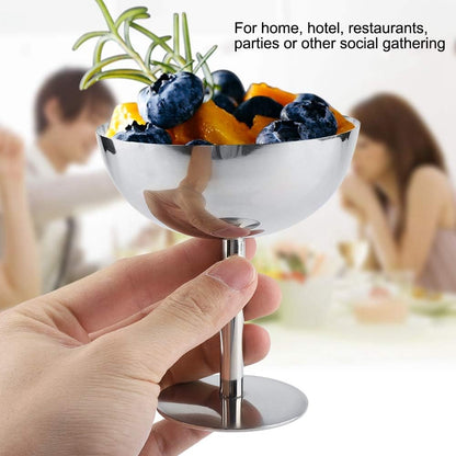 Ice Cream Cup, 7 Oz Stainless Steel Dessert Cups Resuable Cute Sundae Serving Bowl for Dessert, Sundae, Pudding, Salad, Fruit, Snack, Cocktail, Yogurt, Condiment, Trifle (4, Tall + Short)