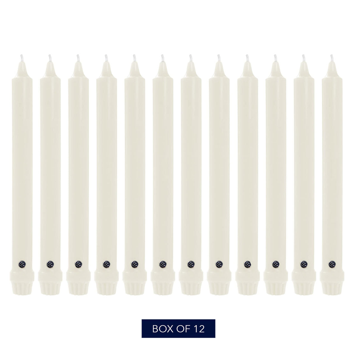 Colonial Candle Unscented Taper Candle, Classic Collection, White, 8 In, Pack of 12 - Up to 6 Hours Burn