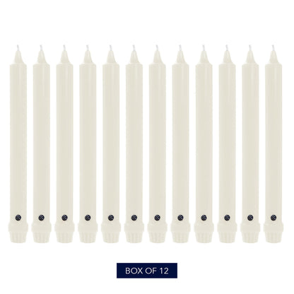 Colonial Candle Unscented Taper Candle, Classic Collection, White, 8 In, Pack of 12 - Up to 6 Hours Burn