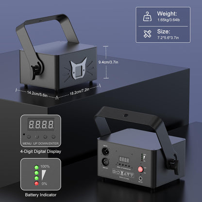 Animation DJ Laser Light,3D Animation Laser Machine with Bluetooth APP,RGB Party Laser Light Show, Built-in 5200mAh Battery for Wedding Party Disco Lights Bar Club Stage DJ Lighting