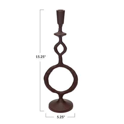 Bloomingville Decorative Cast Metal Taper Candle Holder, Brown