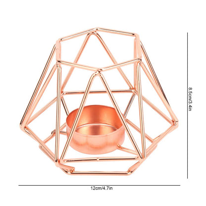 Geometric C and le Holder,Metal Nordic C and lestick,Centerpieces for Wedding, Home Decor Ceremony and Anniversary,C and lestick for Home Tabletop Art Deco(Rose Gold)