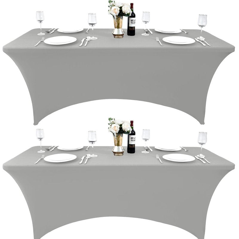 ZarzaaSik 115 2-Pack 8ft Spandex Table Covers for Rectangle Folding Tables - Washable Elastic Tablecloth - Ultimate Fitted Table Protector for Parties, Banquet, and Wedding