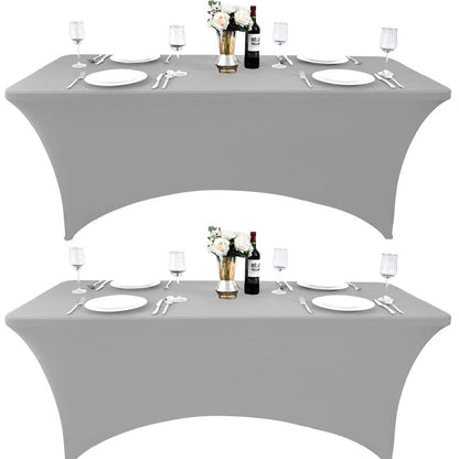 ZarzaaSik 115 2-Pack 8ft Spandex Table Covers for Rectangle Folding Tables - Washable Elastic Tablecloth - Ultimate Fitted Table Protector for Parties, Banquet, and Wedding