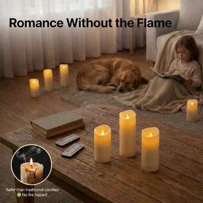 Enido 24 Pc Flameless LED Candles with Remote & Timer, Outdoor Waterproof, Flickering Electric Warm Lights for Cozy Home & Holiday Romantic Decor, Battery Operated (D 2.2” x H 4”/5”/6”)