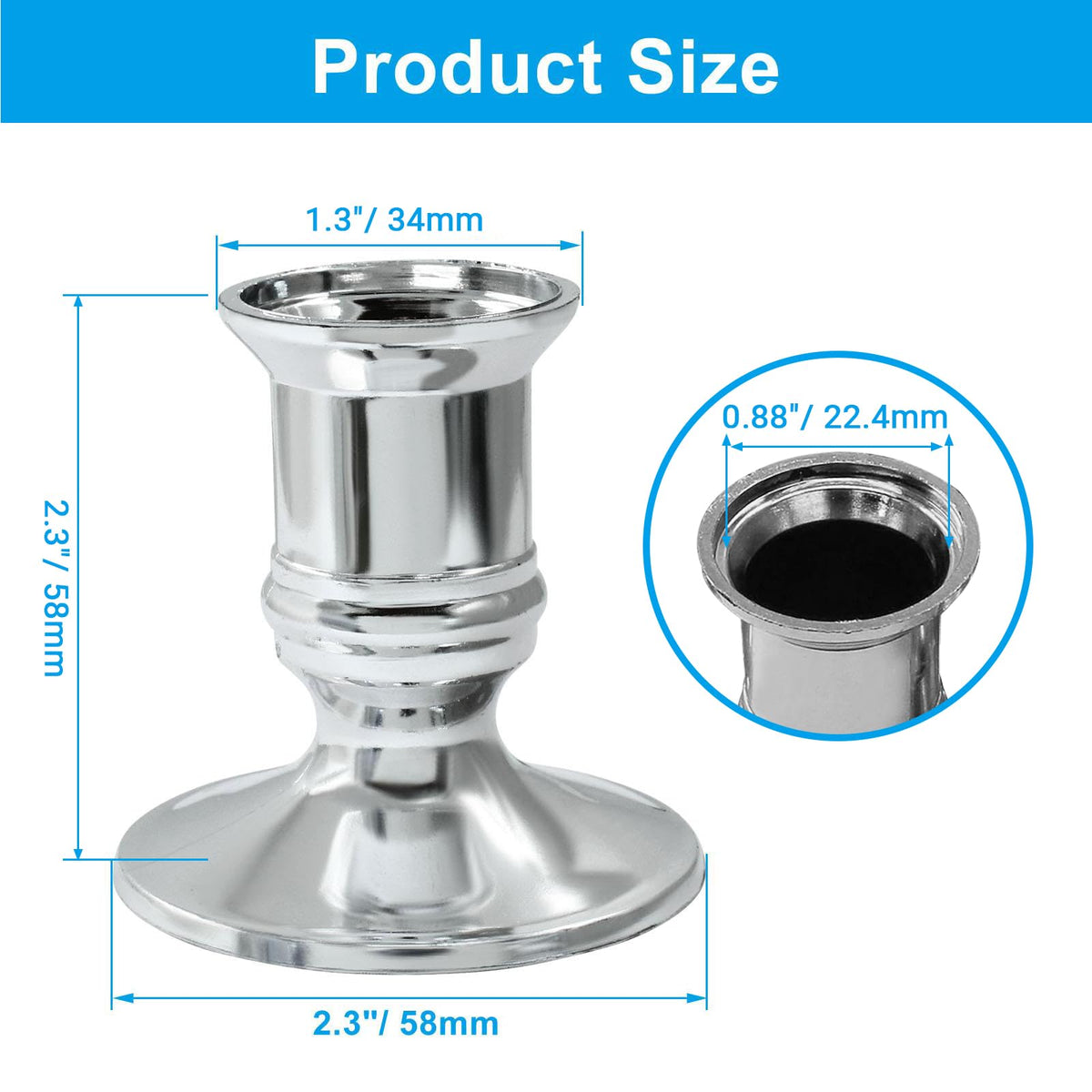 Hordion 24Pcs Taper Candle Holder Silver Plastic Candlestick Holders Decorative Table Centerpiece for Wedding Candlelight Dinner Bridal Showers Party Decor