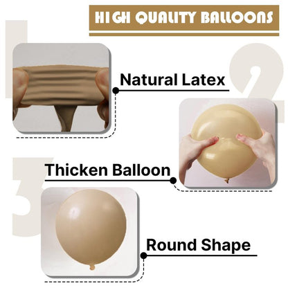 PartyWoo Cream Balloons 50 pcs 12 Inch Beige Ivory Nude Neutral Boho Fall Latex Helium Balloons for Wedding Graduation Birthday Boy Baby Shower Cowgirl Jungle Theme Party Decorations Brown-F56
