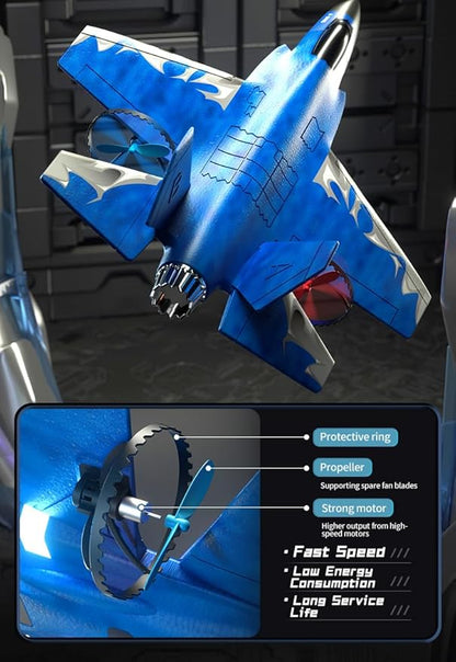 RC Airplane F-35 Lightning II 2 Channel Remote Control Plane with Smart Gyro Easy to Fly Foam Rc Glider Jet Gift for Kids Boys Girls 8-12 Year Old (Blue)