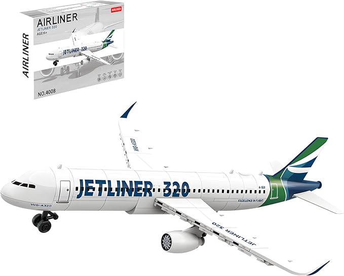 City Passenger Airplane Building Blocks Sets Airliner Building Kits A320 Airbus Model Toys Gift for Adults Kids Teens Aviation Enthusiast 129 PCS