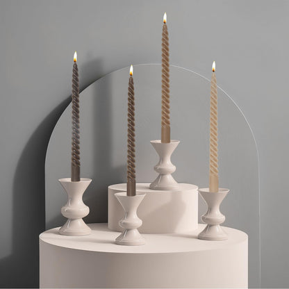 MAITREYA Brown Taper Candles Stick Spiral Twisted Candles-Set of 12 for Decoration Weddings Party Church-Unscented Dripless Candles,10inch(F-Gradient Brown)