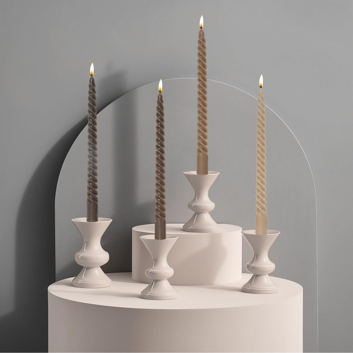 MAITREYA Burgundy Taper Candles Conical Stick Candles Spiral Taper Candles-Set of 4 for Decoration Weddings Party Church-Unscented Dripless Candles,10inch(C-Burgundy)