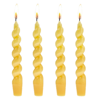 Spiral Taper Candles Twisted Candlesticks -7.5inch Yellow Candle Sticks Unscented Tapered Candles Short Spiral Candle for Holiday Household Wedding Party,4PCS-Cream Yellow