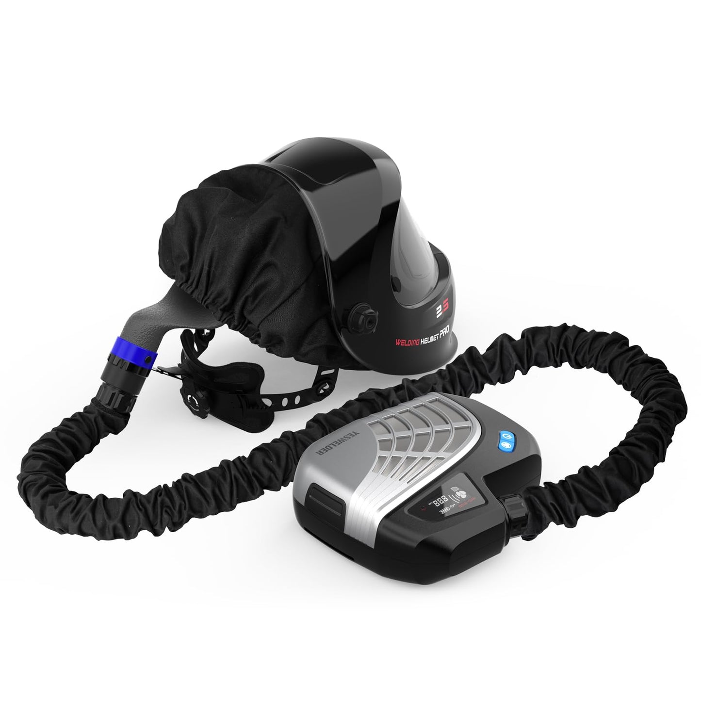 YESWELDER Powered Air Purifying Respirator Auto Darkening Welding Helmet LYG-Q800D Welder Hood