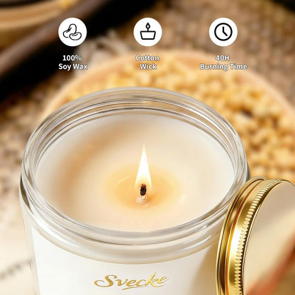 SVECKE Gardenia Scented Candle 7oz Soy Wax Jar Candle Long Burning Aromatherapy Candle for Home Bedroom Gift for Women Men Housewarming New Home Gift