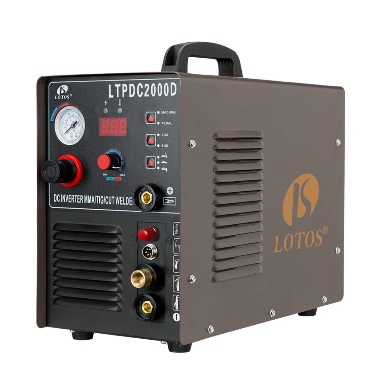 LOTOS LTPDC2000D Non-Touch Pilot Arc 50A Plasma Cutter 200A Tig Welder & Stick Welder 3 in 1 Combo Welding Machine,½ Inch Clean Cut,Brown & PCS22 Plasma Cutter Consumables Sets