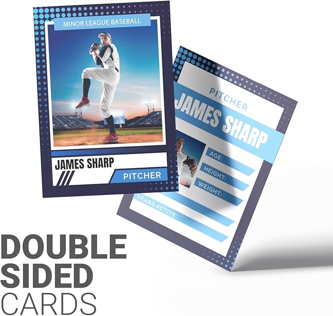 GotPrint Custom Collectors Cards | Add Your Photo Name Stats or Text | Personalized Design | Sports Teams | Baseball | Gaming | Gifts for Kids and Family Rounded Rectangle 2.5” x 3.5” 50 Qty