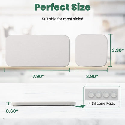 3PCS Water Absorbing Diatomaceous Earth Tray for Sink, Fast Drying Soap & Toothbrush Holders for Bathroom Counter, 1 Stone Tray, 2 Stone Coasters