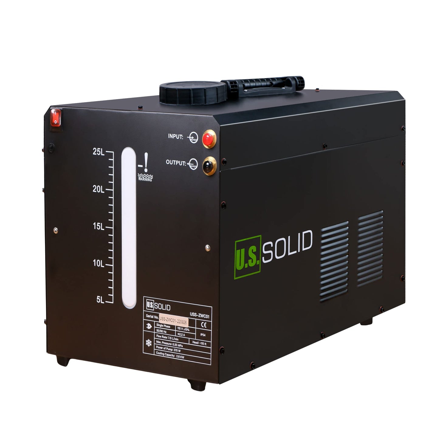 U.S. Solid Water Cooler 25L - Tig Welder Torch Water Cooling Machine - Wind Tunnel Heat Dissipation System TIG MIG Welder with Transparent Window - Improved Cooling Effect - Non-Leak Design
