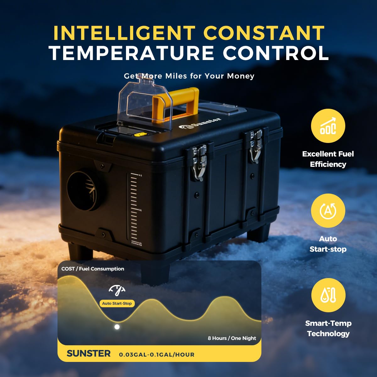 8kW Diesel Heater, 5L Toolbox Compact Portable Diesel Air Heater, 12V/24V/110V ALL IN ONE Fast Heating, with APP Control, Ventilation Mode, Parking Heater for Cars RV Camper Tent Garages