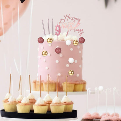 Yerliker 34 Pcs Happy Birthday Cake Toppers Decorations Birthday Candles DIY Cake Decor for Men Women Wedding Anniversary(Dusty Pink)