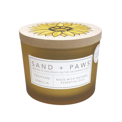 Sand + Paws Scented Candle - Tahitian Vanilla –Luxurious Air Freshening Jar Candles Neutralize pet Odors and Enhance Home décor – 100% Cotton Lead-Free Wicks - 12 oz