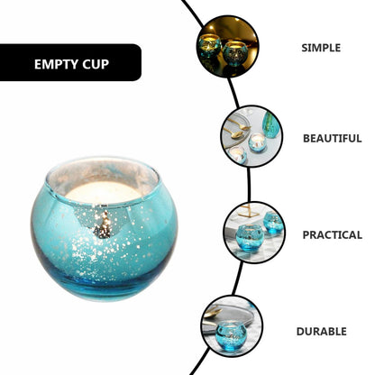 jojofuny 12pcs Decorative Glass Candle Holder Set, Hollow Tealight Candle Cups with Blue Dot Pattern for Home Décor, Modern Small Round Votive Holders for Table Centerpieces