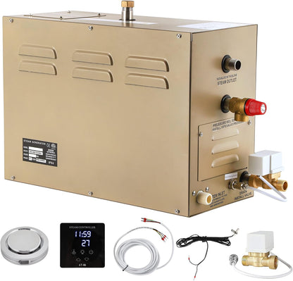 CGOLDENWALL 12KW Commercial Self-Draining Steam Generator Shower System Home Steam Bath Spa Generator 30 min to 12 Hours with Auto Drain 95-131℉ for Suitable Space Heating 12 m³/424 Cubic feet (12KW)