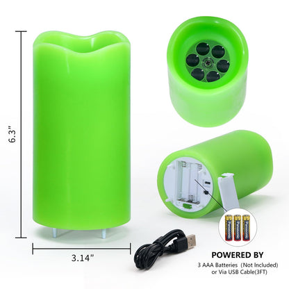 XingsLight St Patricks Day Decorations Flameless Candles with Lucky Clover Projector, Green LED Candle with Remote and Timer