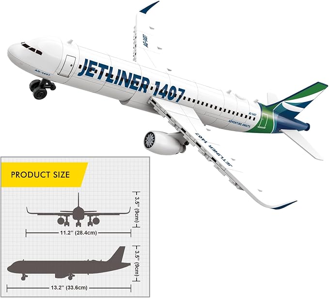 Apostrophe Games Commercial Jetliner Building Block Set - 133 Pcs Ages 10+ Airplane Model Toy