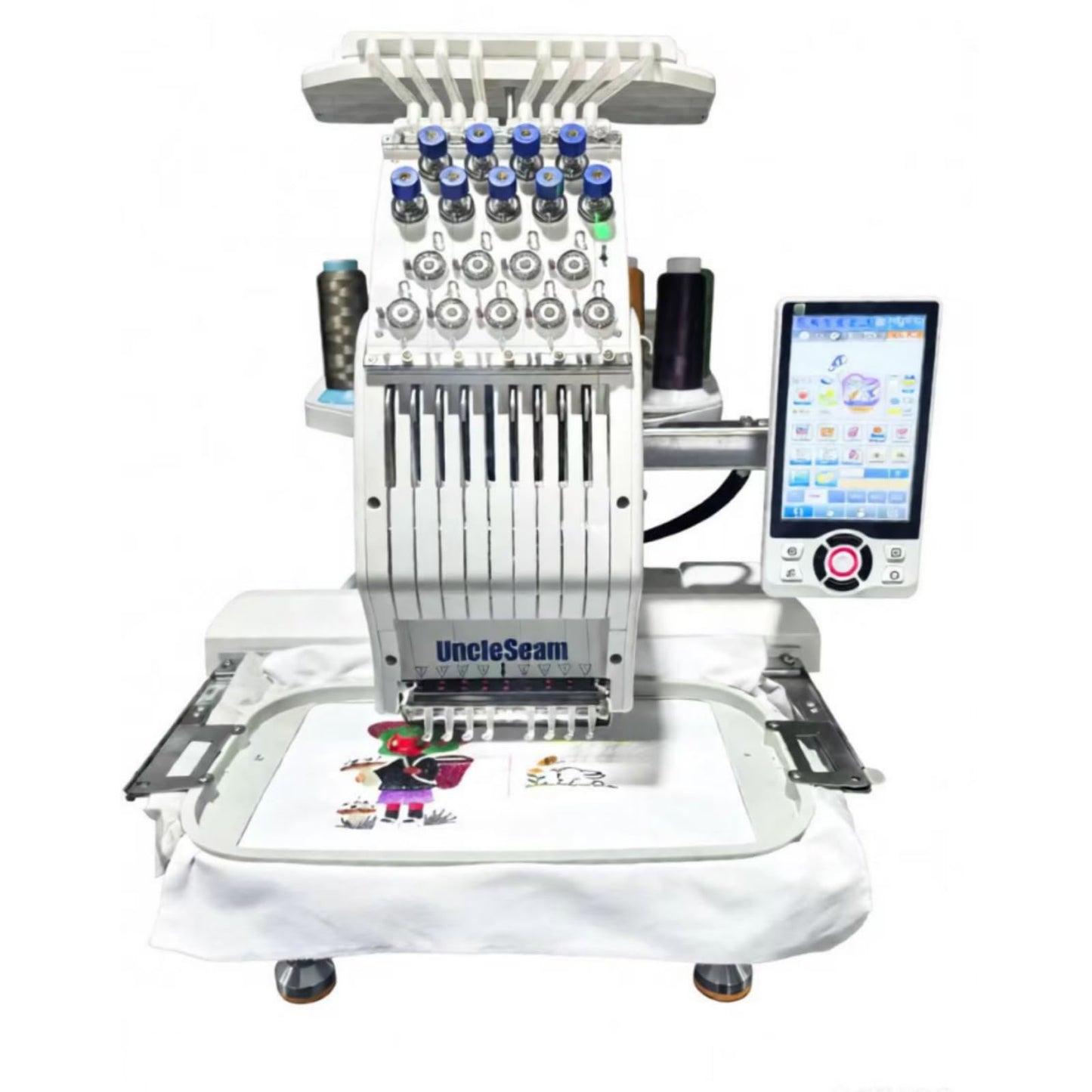 Compact Embroidery Machine with 9 Needles, 1200SPM Max Speed, 10“ Touch Screen, 8"x12" Embroidery Area, For Flat, Hat, T-shirt etc.