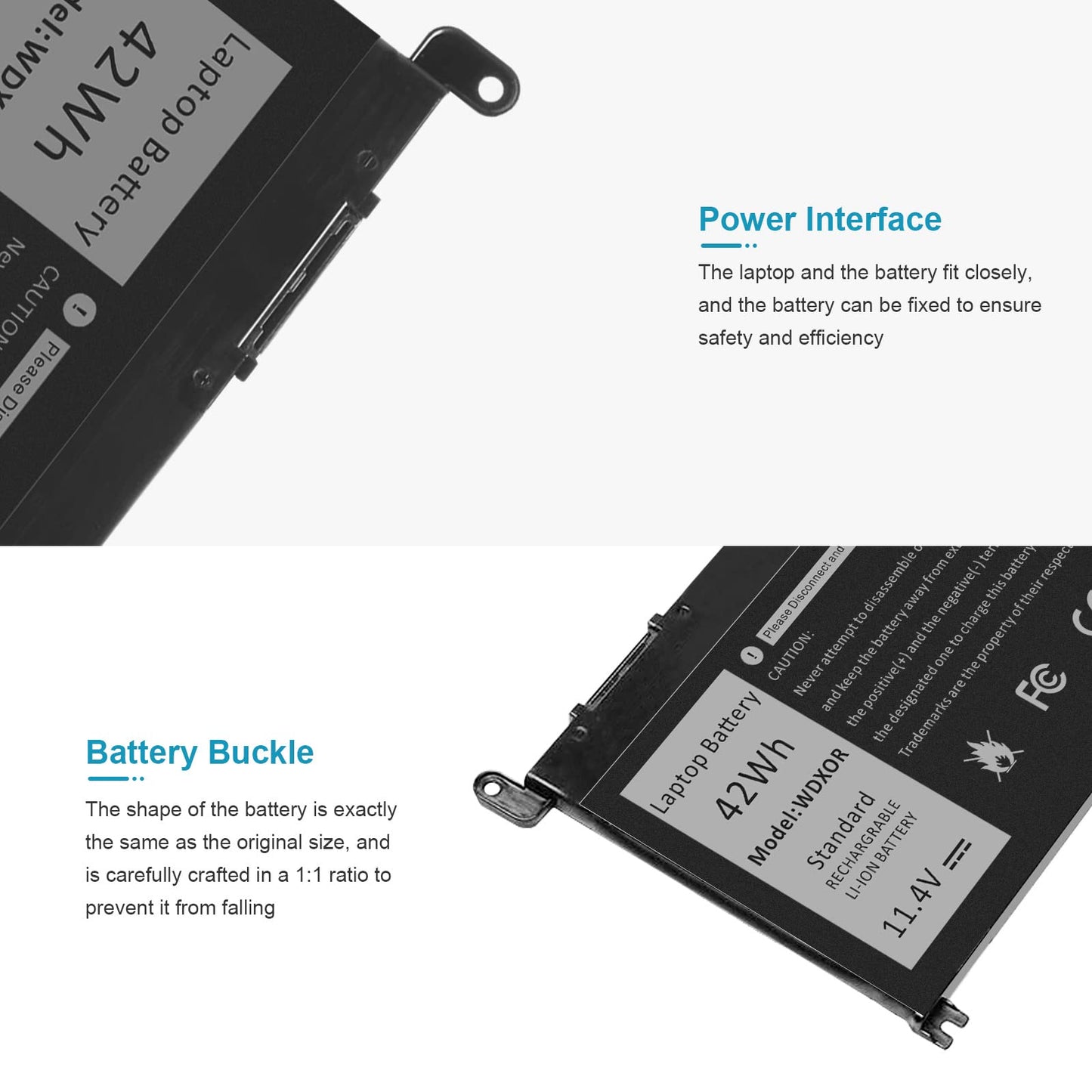 TREE.NB WDX0R Laptop Battery Replacement for Dell Inspiron 13 15 5000 7000 Series 5565 5567 5570 5578 7560 7570 7573 7579 5368 5378 Latitude 7368 17 5765 5767 Series Notebook 3CRH3 T2JX4 11.4V 42Wh