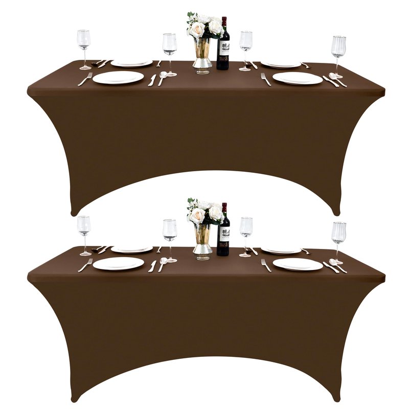 ZarzaaSik 2-Pack 8ft Spandex Table Covers for Rectangle Folding Tables - Washable Elastic Tablecloth - Ultimate Fitted Table Protector for Birthday Parties, Trade Shows, Banquet