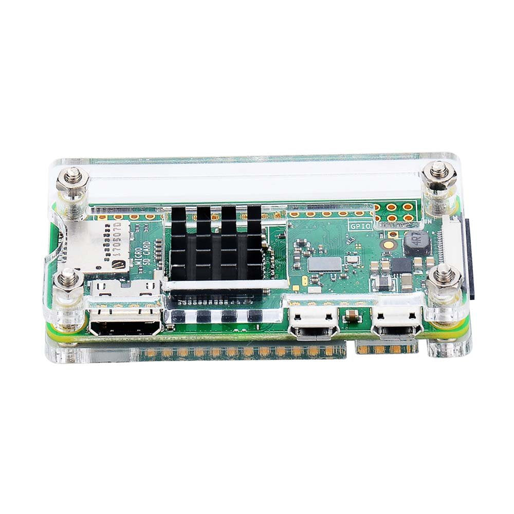 iUniker Raspberry Pi Zero Case, Case for Raspberry Pi Zero 2 w, with Heatsink, HDMI Adapter, OTG Cable, Header, ScrewDriver, Power Switch for Pi Zero 2 w/w (Clear)