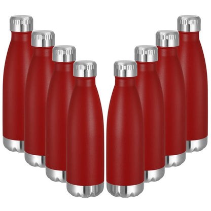 VEGOND 17oz Stainless Steel Water Bottles Bulk, Reusable Metal Sports Water Bottle Keeps Drink Hot and Cold, BPA Free Double Wall Vacuum Cola Shape Insulated Water Bottles for Camping Gym, 8 Pack
