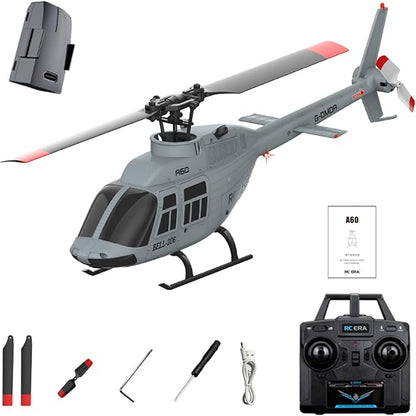 RC ERA A60 Helicopter - Remote Control Helicopters for Adult 1/42 Sacle 2.4G 4CH Gyro Stabilized Aircraft with Altitude Hold &amp Optical Flow3D Stunt Drone (Gray)