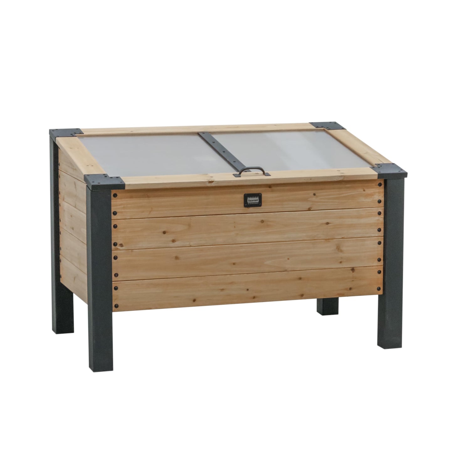 Backyard Discovery Aggie 4' x 2' Cedar Wood Cold Frame Portable Mini Greenhouse, Raised Garden Planter with Temperature-Activated Polycarbonate Lid, Mesh Drainage for Year-Round Outdoor Gardening