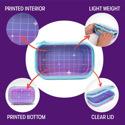 ZIPIT Clear Top Pencil Case for Girls, Durable Pencil Box for School, Large Capacity Stationery Case, Purple