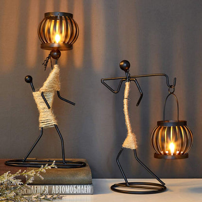 XILIN-1987 Candle Holderss Girl Shape Iron Candlestick Tabletop Decoration Cafe Candlelight Dinner Props Romantic Candlestick Decorative Candlestick (Size : A)