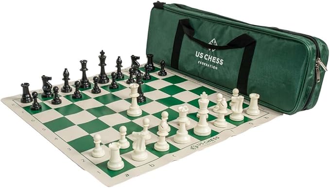 U.S. Chess Supreme Triple Weighted Chess Set Combo (Green)