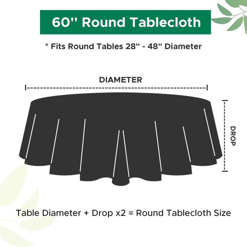 Biscaynebay Textured Fabric Round Tablecloths 60" for Round Tables diameters from 28" to 48", Natural Water Resistant Folding Table Covers Washable for Dining, Kitchen, Wedding, Parties etc