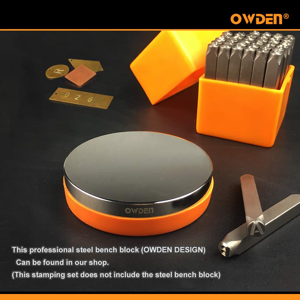 OWDEN Professional 36Pcs. Steel Metal Stamping Tool Set,(1/8”) 3mm,Steel Number and Letter Punch Set,Alloy Steel Made HRC 58-62 for Jewelry Craft Stamping.