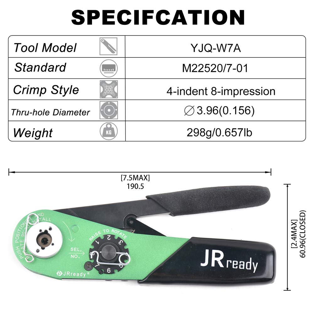 JRready M22520 7 Series ST1049 crimping tool KIT YJQ-W7A M22520 7 01 hand crimping tool with 86 series positioner and G145 for 16 to 28 awg Pin Terminal Contacts