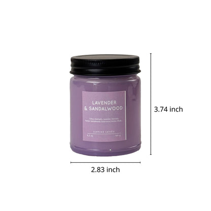 Lavender & Sandalwood Scented Candle 6.5oz – CW Studio Color Glass Jar — Hand-Poured Soy & Paraffin Wax – Clean Burn, Smokeless, Up to 30 Hours, Home Decor & Gift Giving