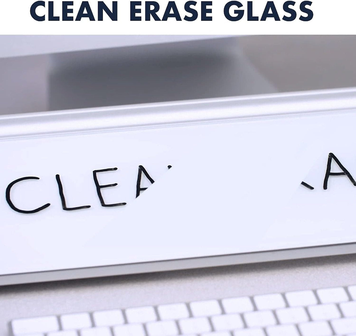 Quartet Glass Dry Erase White Board, Desktop Computer Pad for Notetaking, 18" x 6" Whiteboard, Clean Erase Surface with Storage, 1 Dry Erase Marker, White Surface (GDP186)