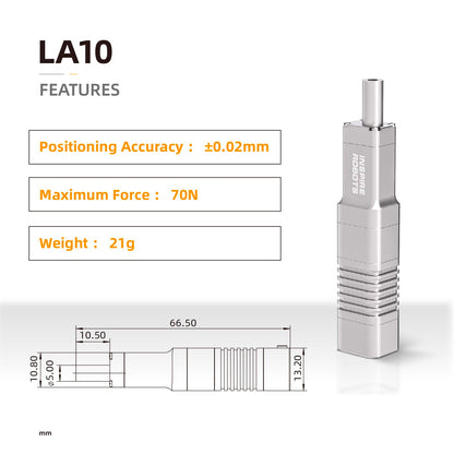 INSPIRE ROBOTS LA High Precision Micro Linear Servo Actuator,Stroke 10mm,Force 15.7lbs(70N), Drive&Control Integrated| for Robotics,Industrial Automation,Biomedical Instrument,Education|LA10-021D