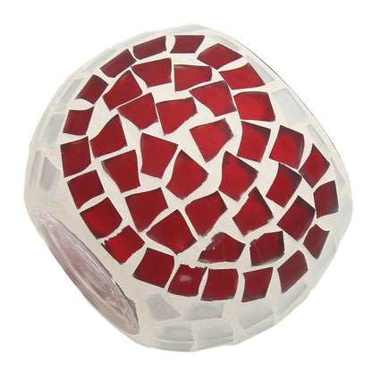 Haofy Mosaic Candle Holder Handcrafted Glass Heart Pattern 4x4 Inch for 3 Inch Pillar Candle, Stained Glass Holder with Sparkling Light Reflection for Living Room Wedding