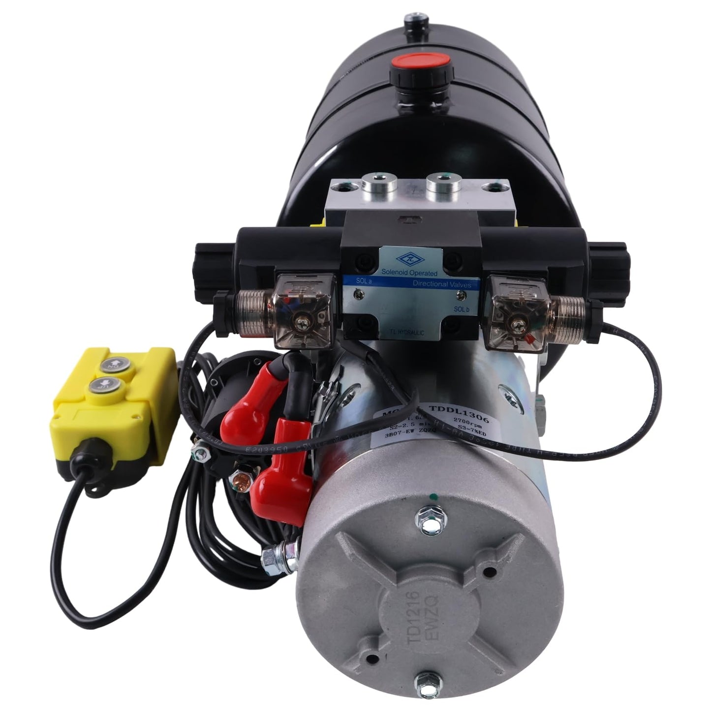Solarhome 12V DC Double Acting Hydraulic Power Unit 10 Quart Steel Tank 1.6KW 2600PSI SAE 8 Ports with Remote Control Compatible with Dump Trailer and Car Lifting