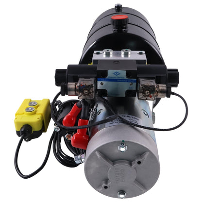 Solarhome 12V DC Double Acting Hydraulic Power Unit 10 Quart Steel Tank 1.6KW 2600PSI SAE 8 Ports with Remote Control Compatible with Dump Trailer and Car Lifting