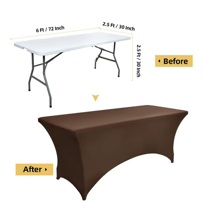 ZarzaaSik 10-Pack 6ft Spandex Table Covers for Rectangle Standard Folding Tables - Wrinkle Resistant Stretch Tablecloths - Ultimate Fitted Table Protector for Parties, Banquet, Wedding