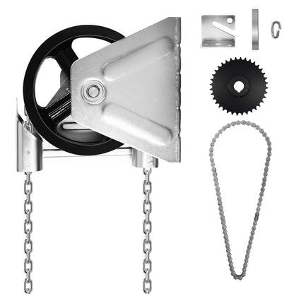 ZUIWAN 4:1 Reduced Drive Heavy Duty Garage Door Jackshaft Chain Hoist Opener - Wall Mount Chain Hoist for Roll Up Doors